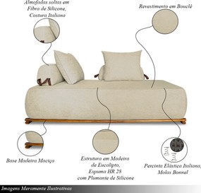 Sofá Modulado 6 Lugares com Almofadas Soltas Pés Madeira Maciça 440cm Homer Bouclê Bege G63 - Gran Belo