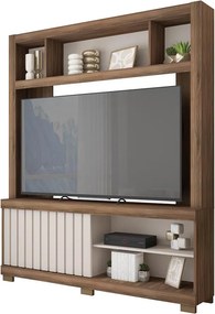 Estante TV 60 Pol 160cm Sala de Estar Ravik Nogueira/Off White C01 - D'Rossi