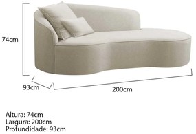 Divã Recamier Curvo Sala de Estar Recepção Inglaterra 200cm Lado Direito Bouclé