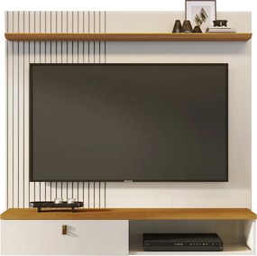 Painel TV 55 Pol 141cm Bancada Suspensa para Sala Seluna Cinamomo/Off White M20 - D'Rossi