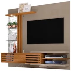 Painel Bancada Suspensa Para TV 55 Pol. Frizz Supreme Fendi/Naturale -