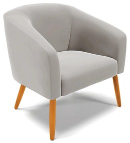 Poltrona Decorativa Pé Palito Castanho Stella Veludo D03 - D'Rossi - Cinza