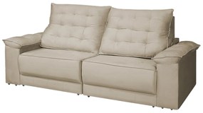Sofá Retrátil e Reclinável Living Maittê 2,50m Veludo Nude