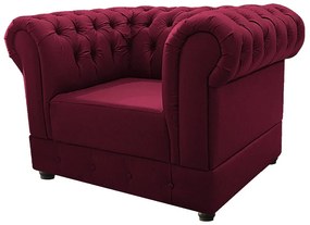 Kit Poltrona e Namoradeira Chesterfield Ana Suede Bordô - ADJ Decor