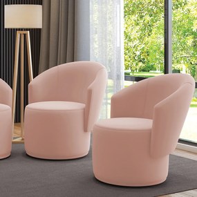 Poltrona Decorativa Orgânica Fixa para Sala Kit 2 Malu Veludo Rosê M11 - D'Rossi