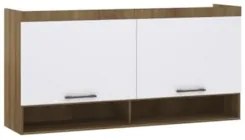Armário Aéreo Ponte Modulado 165cm Delphi Avelã/Branco L01 - Mpozenato
