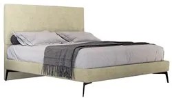 Cama Casal com Cabeceira 145cm Pés Metálicos Elisa S05 Veludo Bege - M