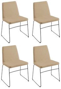 Kit 4 Cadeiras Decorativa Sala de Jantar Anne Linho Bege G17 - Gran Belo