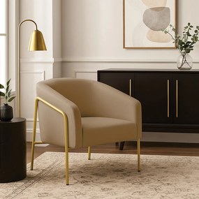 Poltrona Sala Industrial Alta Dourado Stella Suede D03 - D'Rossi - Marrom Rato