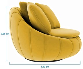 Poltrona Decorativa Redonda Giratória Glória Veludo Mostarda - Sheep Estofados - Veludo Mostarda