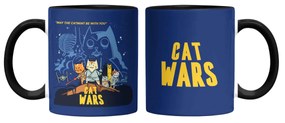 Caneca Cat Wars Azul com Alça Preta