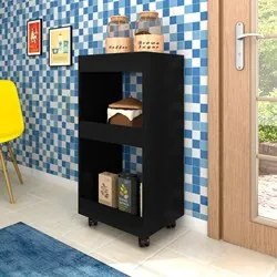 Kit 2 Armários Multiuso para Cozinha Seul com Rodízios L03 Preto - Mpo