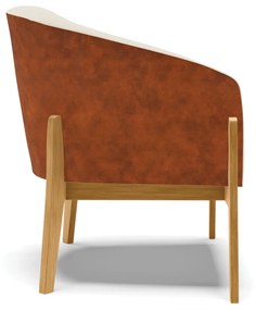 Poltrona Decorativa Base de Madeira Stella Nozes/Linho Bege D03 - D'Rossi