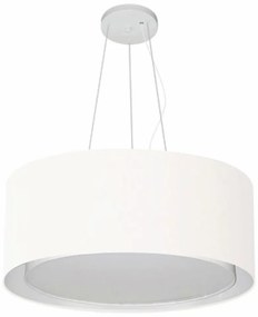 Lustre Pendente Cilíndrico Duplo Md-4124 Cúpula em Tecido 50x25cm Branco - Bivolt