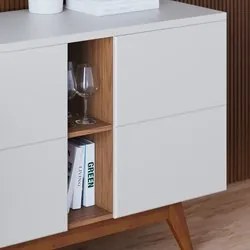Balcão Buffet Rebeca Com Espelho Adnet 67cm C05 Off White/Freijó - Mpo