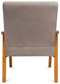 Poltrona Decorativa Alexa Braça de Madeira Suede Bege - Sheep Estofados