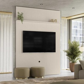 Painel Decorativo 245cm Sanson Frisado MDP até 65 OffWhite G97 - Gran Belo