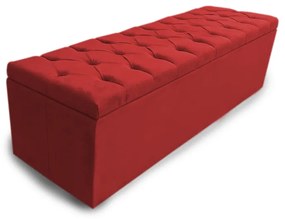 Calçadeira Baú Solteiro 100cm Nicole Capitonê Suede Vermelho - Sheep Estofados - Vermelho