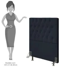 Cabeceira Cama Box Solteiro 90cm Diamante Sintético Preto Z51 - Mpozen