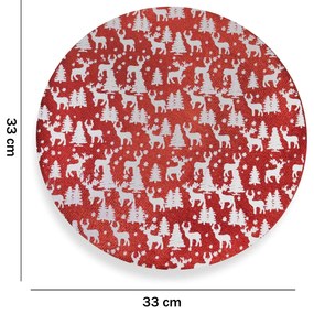 Jogo Americano Redondo de Natal 1 Unidade Tecido 33cm Estampa Renas F04 - D'Rossi