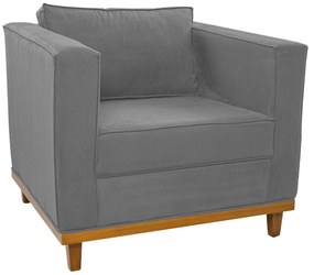 Poltrona Decorativa Europa Suede Cinza ADJ Decor