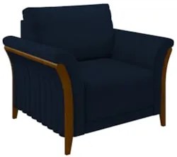 Poltrona Decorativa Sala de Estar 102cm Pés Madeira Roya Z32 Veludo Az