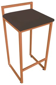 Banqueta Alta Industrial Pietra Suede Marrom Base Cobre D'Rossi