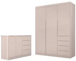 Jogo de Quarto Infantil Guarda Roupa e Cômoda Lua Z39 Rose - Mpozenato