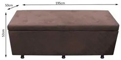 Calçadeira Baú Casal King 195cm Estofada Liz S05 Suede Bordado Marrom
