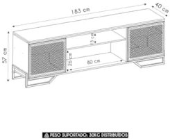 Rack Bancada Para TV 70 Pol Industrial Vesper Mel Z54       - Mpozenat