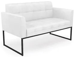 Sofá Namoradeira Base Industrial Preto Ana Sintético PU Branco - Ibiza