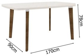 Mesa De Jantar Jade 6 Lugares Off White Com Vidro Pés Oblongos – RV Móveis