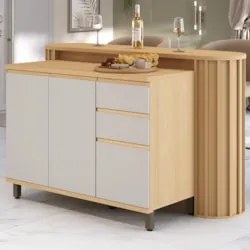 Balcão de Cozinha Tampo e Ilha 164cm Pierre Carvalho/Cinza L01 - Mpoze