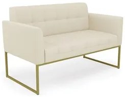 Sofá Namoradeira Base Industrial Dourado Ana Linho Bege - Ibiza