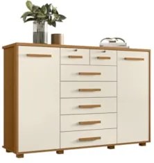 Cômoda Para Quarto 7 Gavetas 160cm Fontaine A02 Off/Cinamomo - Mpozena