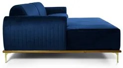 Sofá 350cm 6 Lugares com Chaise Esquerdo Pés Gold Molino C-304 Veludo