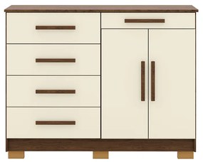 Cômoda Sapateira Batel 5 Gavetas 2 Porta de Bater com Prateleira Nogueira/OffWhite G98 - Gran Belo