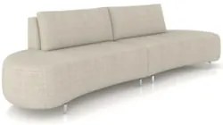 Sofá 3 Lugares 220cm Orgânico Pé Ferro Nagai Linho Cru Z55 - Mpozenato