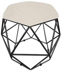 Puff Aramado Hexágono Decorativo Industrial Preto com Suede D03 - D'Rossi - Bege