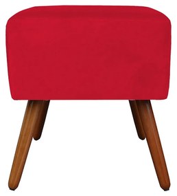 Puff Decorativo Quadrado Malu com Pés Palito Suede Vermelho