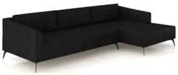 Sofá 5 Lugares 326cm Com Chaise Direito Eko Couro Preto Z55 - Mpozenat