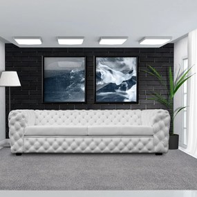 Sofá 4 Lugares Astúria 260cm Couro Branco G58 - Gran Belo