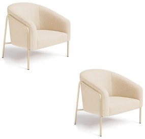 Poltrona Sala Industrial Alta Champanhe Kit 2 Stella Suede D03 - D'Rossi - Bege