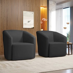 Poltrona Decorativa Orgânica Kit 2 Stella Max Sintético D03 - D'Rossi - Preto