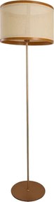 Luminaria De Piso Slim Madeira Cupula Palha Castanho