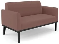 Sofá Namoradeira e 2 Poltronas Base Madeira Preto Maressa Veludo Rosê