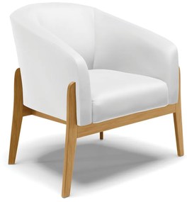 Poltrona Decorativa Base de Madeira Stella Sintético D03 - D'Rossi - Branco