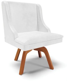 Kit 06 Cadeiras de Jantar Liz Corano Branco Base Giratória Madeira MM35 - D'Rossi
