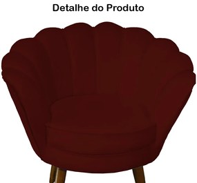 Poltrona Decorativa Pétala Pés Palito Suede Bordô - Sheep Estofados