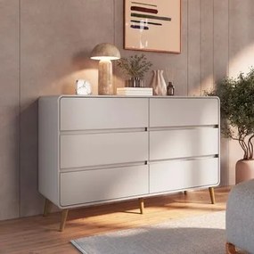 Cômoda 6 Gavetas Curve Bege Dunas Completa Móveis